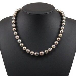 Baroque pearl Necklace8.8～11.4ｍｍ Black Cultured Pearl/Silver 53.7g Women